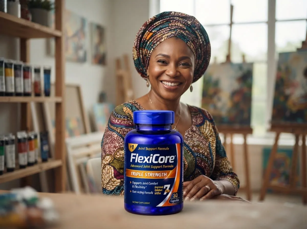 A Nigerian artist working in her studio